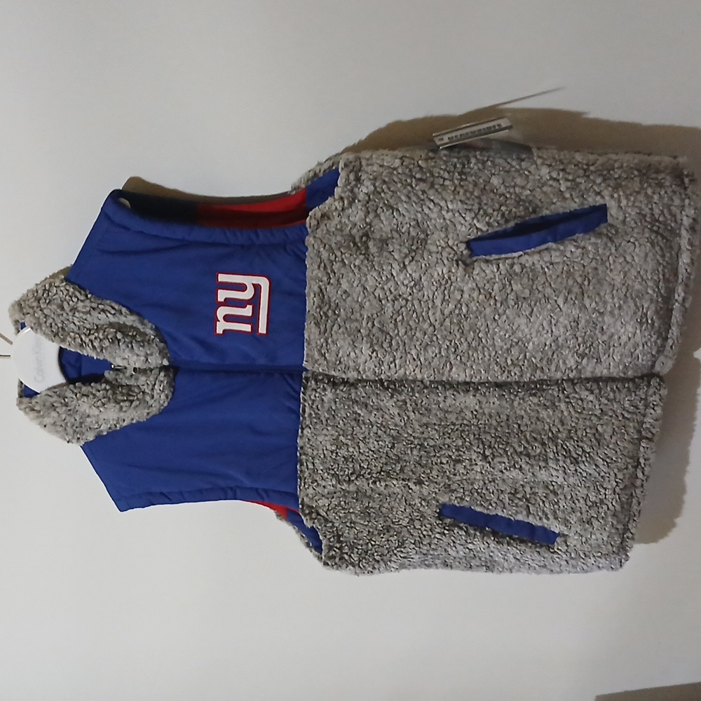 New York Giants NFL Mens Size Medium Reversible Vest Blue Gray red  NWT